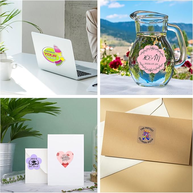 50~1000Pcs Personalized Sticker Custom Label Customized Business Logo Vinyl Stickers Personalized Waterproof Labels with Name Text Photo Make Your Own Printed Sticker for School Office - Square 3"