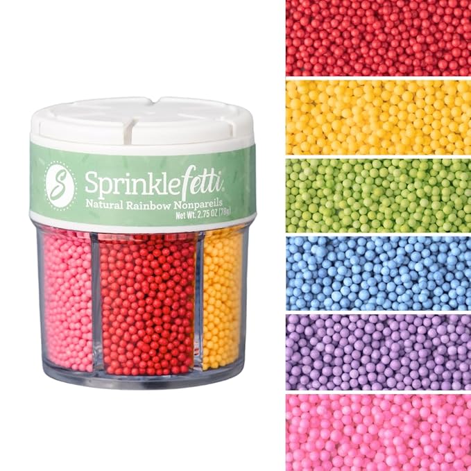 Sweets Indeed Dye-Free Rainbow Sprinkle Mix – 2.75 oz 6-Cell Jar | Natural Rainbow Sprinkles in Dye-Free Colors | Clean-Label Baking Decorations for Cookies, Cupcakes & Desserts
