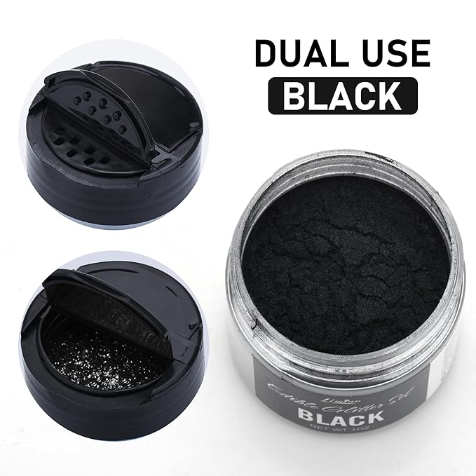 Edible Glitter - 30g Edible Luster Dust Metallic Food Grade Coloring Glitter for Drinks, Baking, Cake Decorating - Edible Dust Powder Shimmer Sprinkle Powder for Icing, Cocktail, Candy (Black)