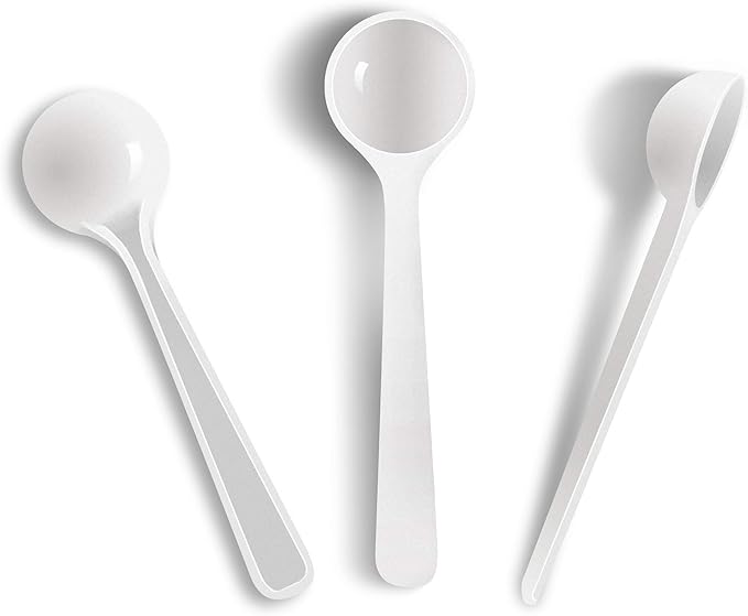1.5g Plastic Measuring Spoons (3ml) – Pack of 5 Small Scoops for Protein Poweder, Baby Formula, Coffee, Baking, Pet Food – Approx. 3/10 Teaspoon Scoop (tsp)