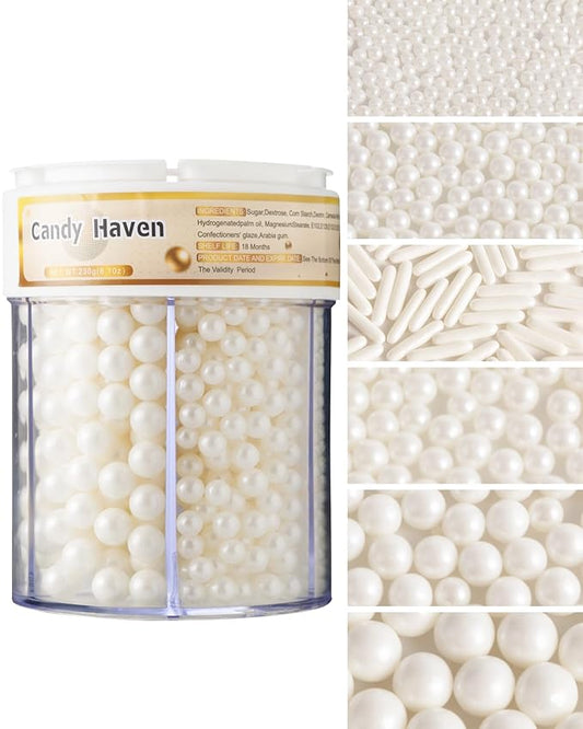 Easter Sprinkles for Baking Edible Sugar Confetti, Nonpareils & Sugar Pearls - Easter Cake Decorations, Cookies, Cupcakes, Dessert Toppings (Spring Pastel Colors) White
