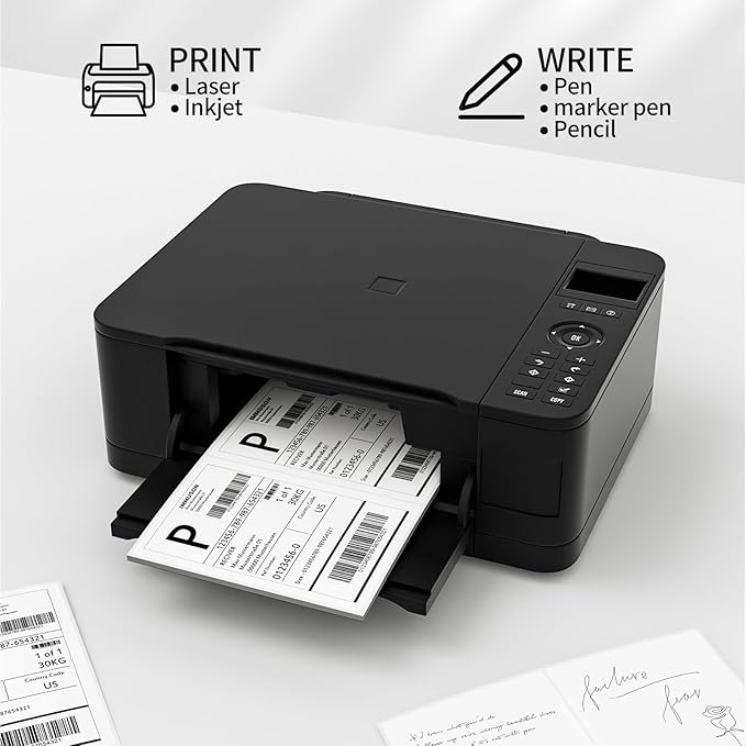 Coopaty Half Sheet Shipping Labels for Laser and Inkjet Printers 8.5 x 5.5 Mailing Address Labels, Permanent Adhesive (250 Sheets, 500 Labels)