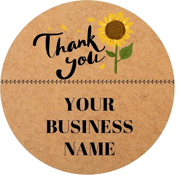 60-1000 pcs Custom Stickers Tags,Personalize Business Logo Labels Thank You Kraft Label Stickers for Baking Packaging,Envelope Seals, Small Business (Kraft Paper 5)