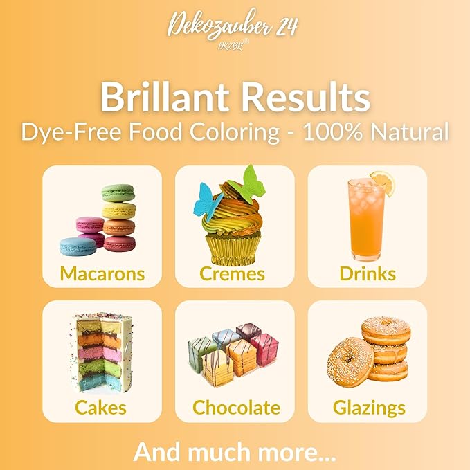 Dekozauber24 Natural turmeric food coloring, 0.35oz edible powder, dye free, vegan, plant based and gluten free color for baking