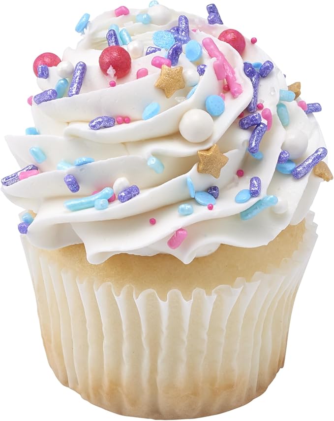 DECOPAC Sweet Tooth Deluxe Fusion Mix, 26oz, Fancy Candy Sprinkles in Handheld Container, Edible Sprinkles For Celebration Cakes, Cupcakes, Cookies and Donuts, Multicolored - Pink, Purple, Blue