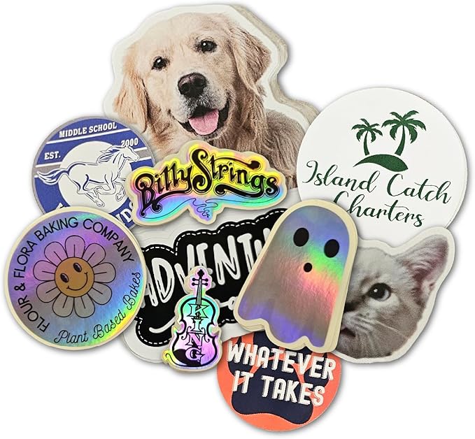 Custom Stickers | Upload Your Logo | Waterproof Labels | 2 to 12 inch | Sets of 5-1000 | Product Labels Decals | Business Stickers for Laptop, Water Bottle, Windows, Signs, Gifts