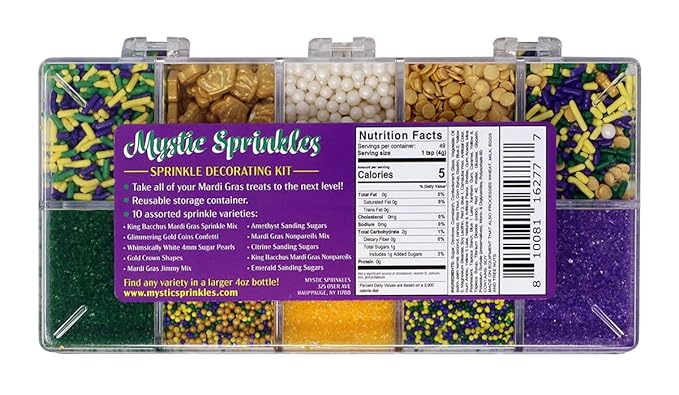 Mystic Sprinkles Mardi Gras Sprinkle Mixes (Mardi Gras Sprinkle Decorating Kit 6.9oz)