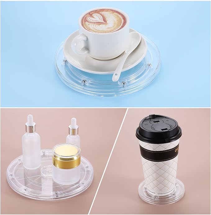 uxcell 4Pcs Acrylic Lazy Susan Turntable, 5 Inch Clear Turntable Organizer Ball Bearing 360 Degree Rotating Tray for Spice Rack Table Cake Kitchen Pantry Decorating Bathrooms