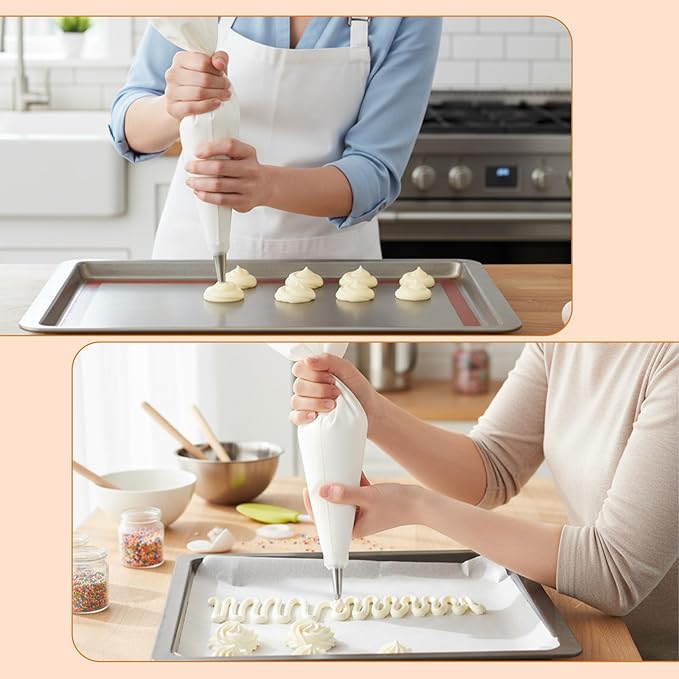 4 Pack Reusable Pastry Piping Bags 16" Cloth Pastry Bags Cake Decorating Bag White Hangable Decorating Bag for Frosting Baking Dessert
