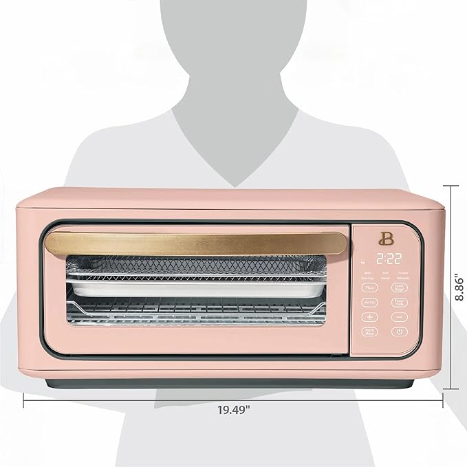 Beautiful Infrared Air Fryer Toaster Oven Combo - 10-in-1 Countertop Convection Oven with Air Fry, Bake, Pizza, Toast & Dehydrate Functions - 1800W Stainless Steel Kitchen Appliance (Rose)