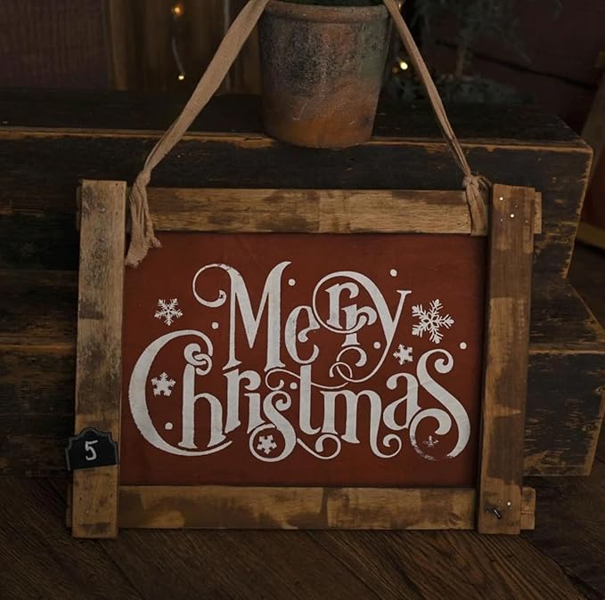 Christmas Stencils for Window Glass Merry Christmas Stencil Reusable Holiday Stencils for Crafts Wood Wall Fabrics Decor