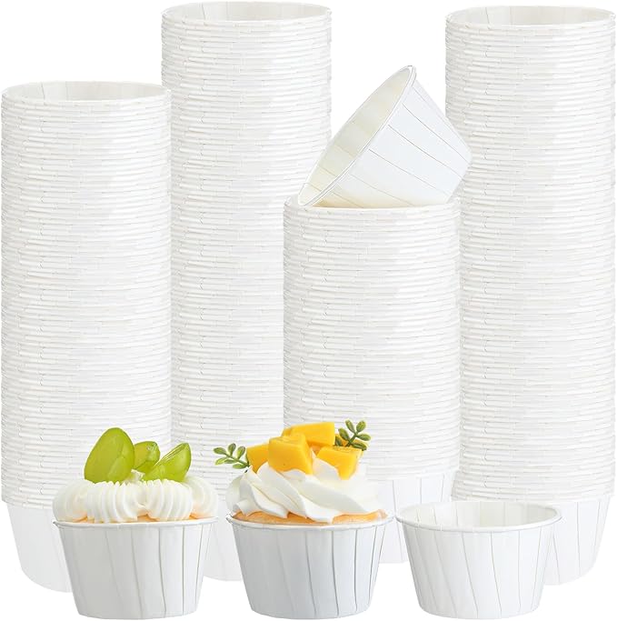 300 Pcs Paper Dessert Cups, 3.5 oz Cupcake Baking Liners Parchment Muffin Liners Disposable Ice Cream Cups for Pills, Dessert, Medication Distribution, Tasting, Wedding Birthday