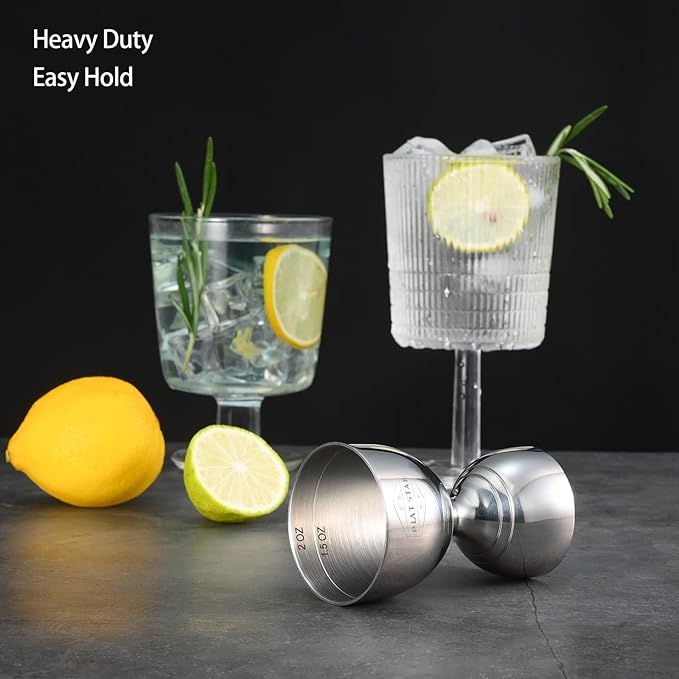 Cocktail Measuring Jigger, Shot Measure Double Jigger with Measurements inside, Bar Jigger Liquor Alcohol Measuring, Bell Jigger for Bartending, 2 oz 1 oz Bartender Jigger Stainless Steel