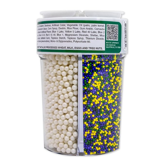 Mystic Sprinkles 4 Cell Sprinkle Assortments (King Bacchus Mardi Gras, Midi)
