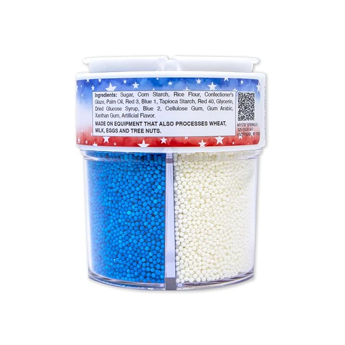 Mystic Sprinkles 4 Cell Sprinkle Assortments (Patriotic Pride Nonpareil, Petite)