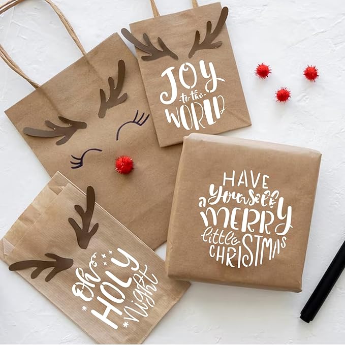 60pcs Christmas Stencils for Painting on Wood 3 Inch Small Nativity Ornament Reusable Holiday Xmas Drawing Stencil Templates for Wood DIY Crafts Card Paper Gift Home (Christmas Three)