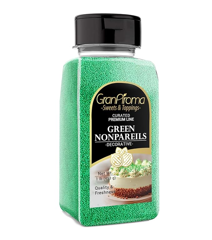 GranAroma Green Nonpareils, 1 lb, Decorative Sprinkles, Cakes & Cookies, Bakery Staple