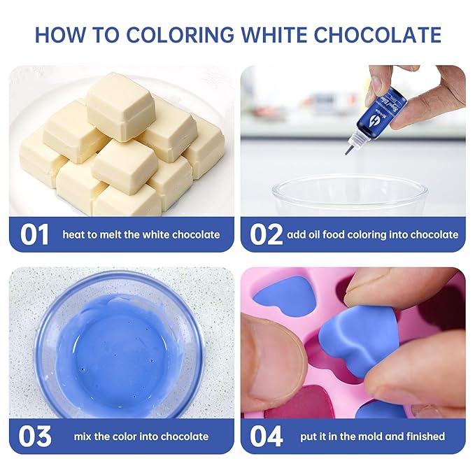 Oil Based Food Coloring for Chocolate 6 Colors x 10 ml Concentrated Oil Food Dye for Melting Chocolate, Candy Melts, Cake Pops, Strawberries - 6 Colors hot