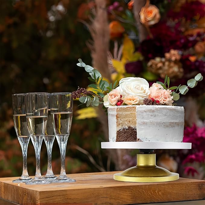 Cake Turntable 12'' Revolving Cake Stand, Cake Turntable for Decorating with Non-Slip Bottom, Cake Stands for Party, Wedding Decorations, Pastries and Cupcakes (Plastic Steel)