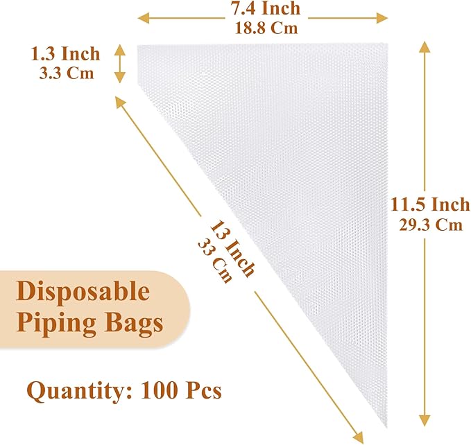 400 Pcs Disposable Piping Bags, 13 Inch Anti-Burst Tipless Pastry Bags for Icing, Frosting, Cake and Cookie Decorating