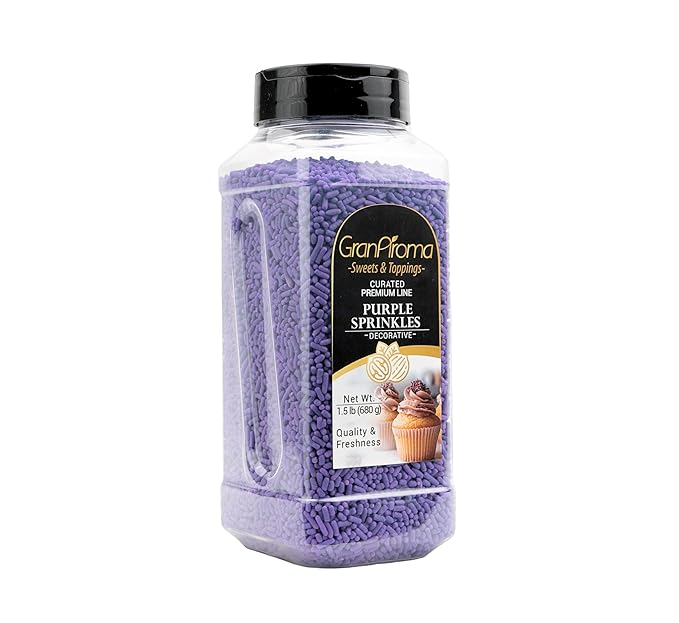 GranAroma Purple Sprinkles, Decorative, Soft, Cakes & Cupcakes (1.5 Pound)