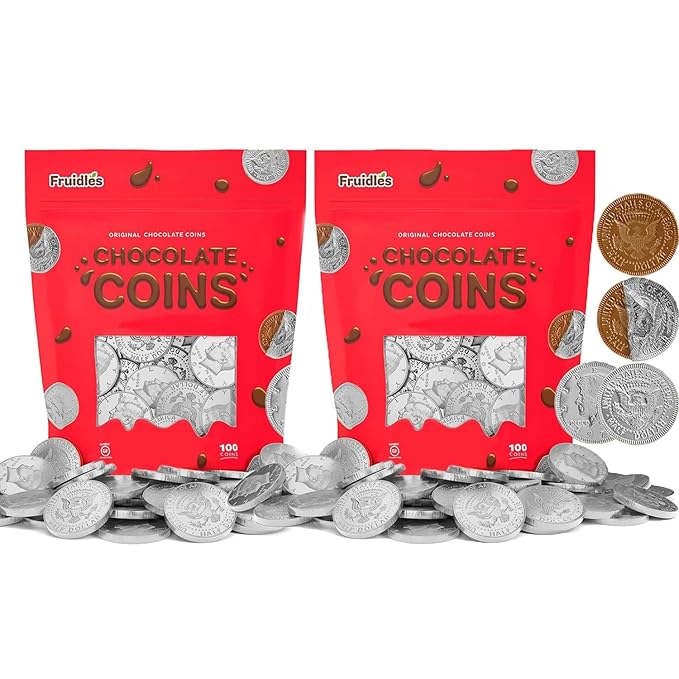 200 Chocolate Coins, Hanukkah Gelt Dairy-Free, Dark Chocolate, Bittersweet Coins Made in Israel, Kosher Certified Non-Dairy