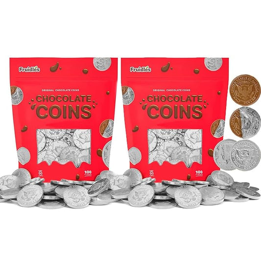 200 Chocolate Coins, Hanukkah Gelt Dairy-Free, Dark Chocolate, Bittersweet Coins Made in Israel, Kosher Certified Non-Dairy