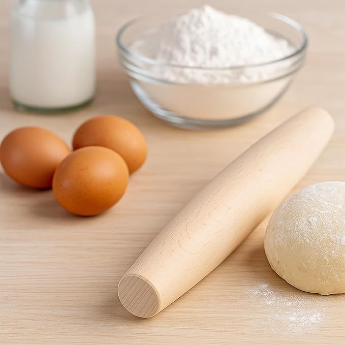 French Rolling Pin for Baking Dough Roller 7.9 Inches Beech Wood Tapered Rolling Pin for Pizza Dough Pie Crust Cookie Fondant Dumpling Pastry Pasta Kitchen Baking Supplies