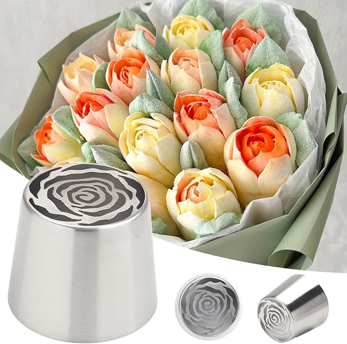 Extra Large Russian Piping Tips for Marshmallows Stainless Steel Flower Frosting Nozzles many styles Cake Decorating Baking tool for Buttercream, Cupcakes Cookies(SL46)