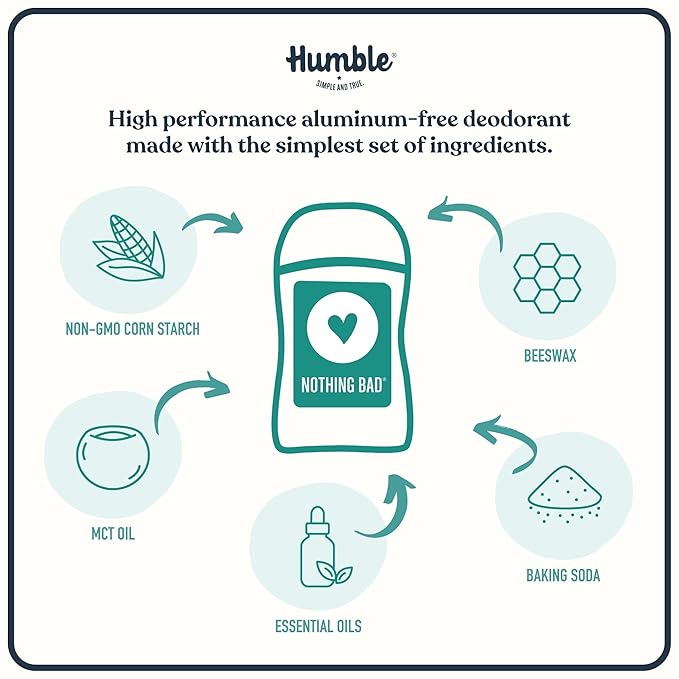 HUMBLE BRANDS Original Formula Aluminum-free Deodorant. Long Lasting Odor Control with Baking Soda and Essential Oils, Texas Cedarwood and Grapefruit, Pack of 1
