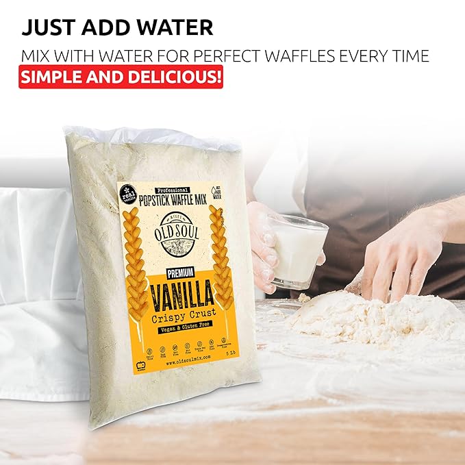 OldSoul Professional Popstick Waffle Mix | Stick Waffles Dough Mix | 10 Lbs | Vanilla Flavor | 224 Waffles (10 Lbs, Gluten Free & Vegan)