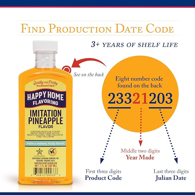 Happy Home Imitation Pineapple Flavoring, Certified Kosher, 7 oz.
