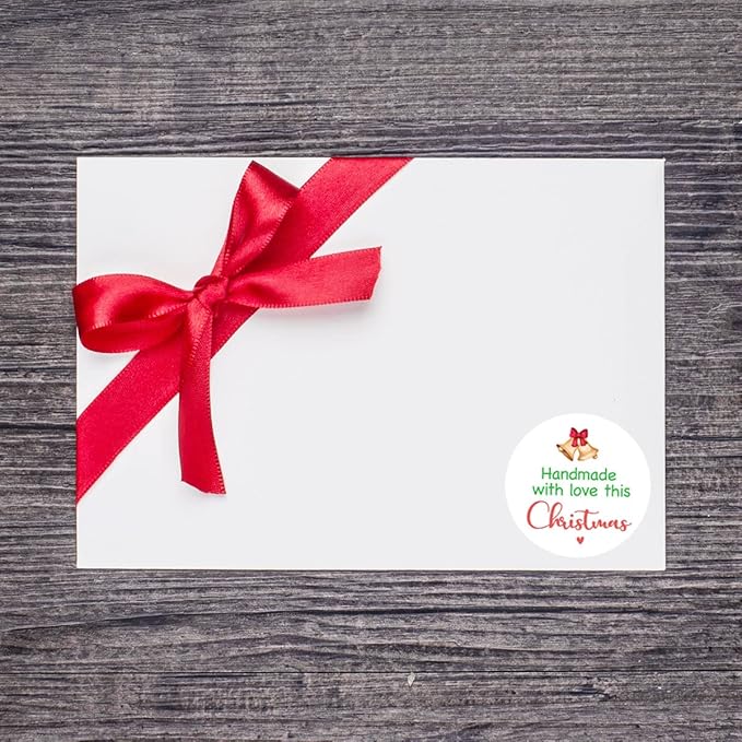 240 PCS Handmade With Love This Christmas Stickers for Small Business Envelopes, Packages, Goods, Bags - Cute Christmas Theme Shop Seals