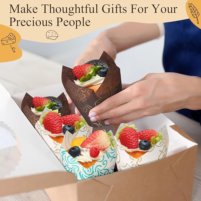1200 Pcs Tulip Cupcake Liners for Baking Cups, Paper Muffin Liners Holders Greaseproof Tulip Cupcake Wrappers for Party Birthday Wedding Christmas