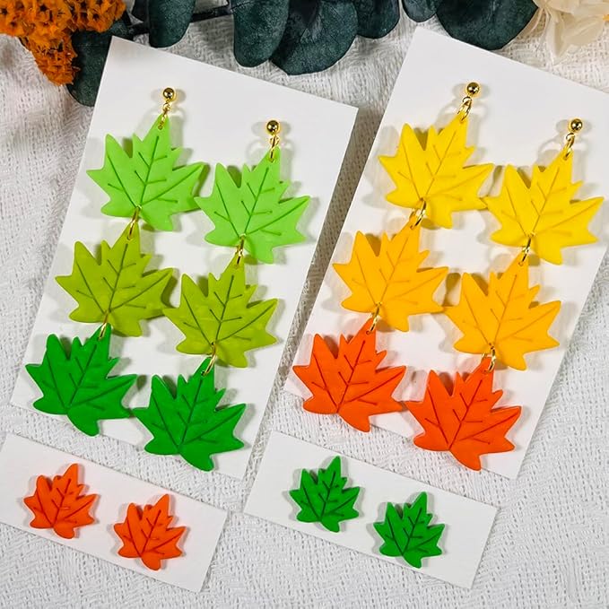 Polymer Clay Cutters Maple Leaf Set – 2PCS Fall Leaf Clay Earring Cutters for Polymer Clay Jewelry, Autumn Theme Clay Tools and Cutters for Earrings, Crafts and Seasonal DIY