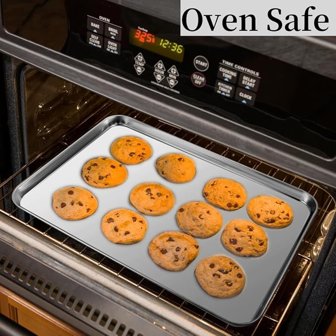 Aluminium Alloy Baking & Cookie Sheets, Heavy-Duty Baking Pans, Cooking Trays for Oven, 2 Pack, 17.75 x 13 x 1.18 Inches (17.75 x 13 x 1.18 Inches)