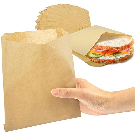 Fit Meal Prep 6000 Pack Paper Sandwich Bags 7 x 6”, Greaseproof Paper Snack Bags, Unbleached Pastry Bag, Recyclable Small Brown Paper Bags, Cookie Sleeves, Food Packing for Bakery, Donuts