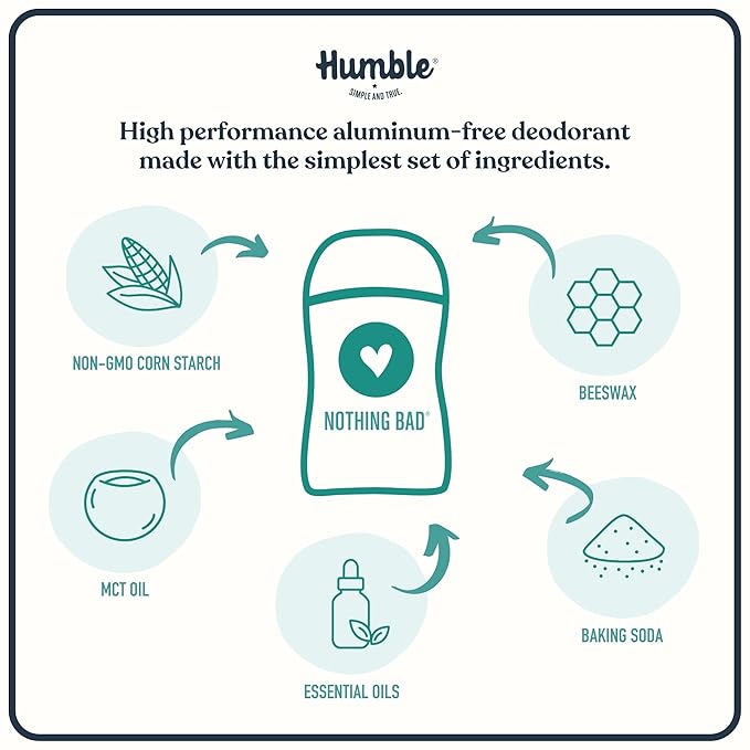 HUMBLE BRANDS Original Formula Aluminum-free Deodorant. Long Lasting Odor Control with Baking Soda and Essential Oils, Spring Awakening, 3-Pack