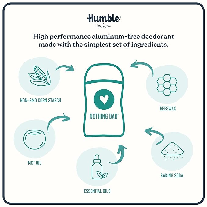 HUMBLE BRANDS Original Formula Aluminum-free Deodorant. Long Lasting Odor Control with Baking Soda and Essential Oils, Assorted, 3-Pack