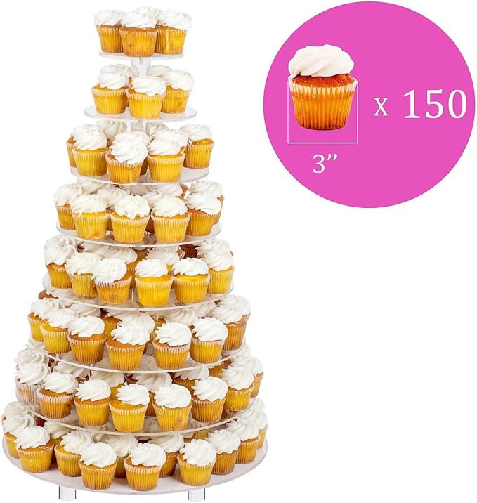 Jusalpha® 8 Tier Wedding Party Acrylic Round Cake Stand/Cupcake Stand Tower/Dessert Stand/Pastry Serving Platter/Food Display Stand for Big Event (8RF)