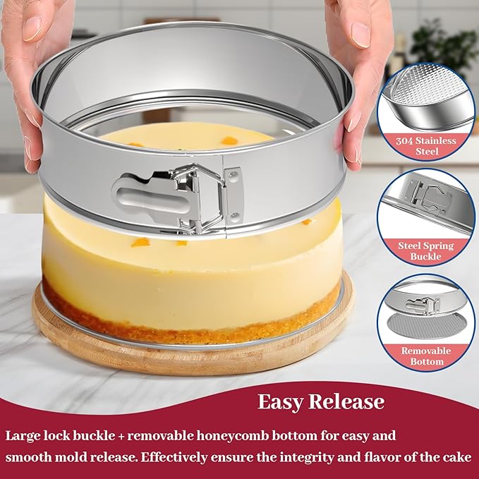 7 Inch Springform Pan 304 Stainless Steel Nonstick Springform Cake Pan with Removable Bottom, Round Spring Form Cheesecake Pans
