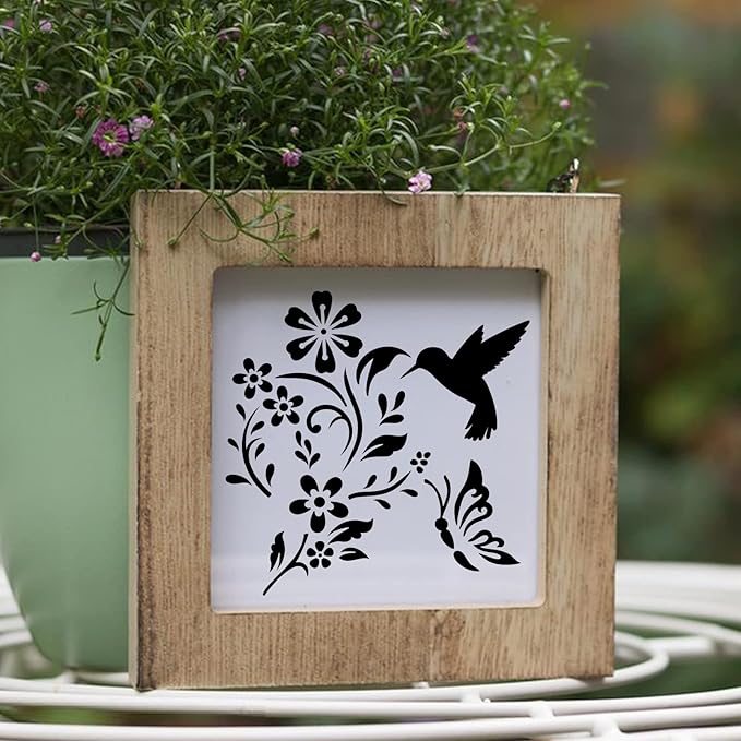 80 Pcs 6 x 6 Inch Stencils for Painting on Wood, Reusable Flower Butterfly Bird Bee Plastic Stencils DIY Craft Paint Template Set for Wall Home Decor