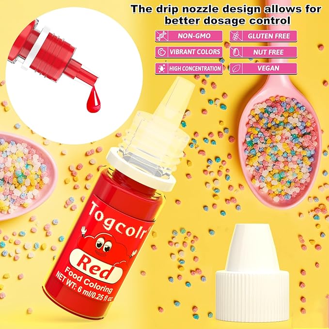 Food Coloring Liquid - 33 Colors Food Grade Food Dye, Colorful Liquid Food Coloring Drops for Cake Decorating, Baking, Icing, Cookies, Easter Egg Dyeing - 0.25 Fl. Oz