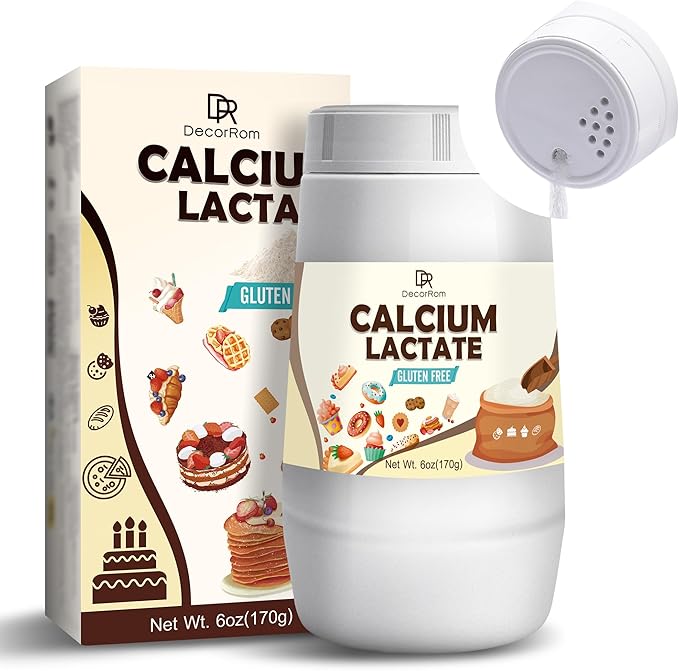 Calcium Lactate Powder 6oz - Pure Food-Grade Calcium Lactate, Non-GMO Food Stabilizer for Baking, Cooking, Neutralize Acidity, Bulking Agent, Breads, Pastries, Ice Cream, Jellies, Dairy Products