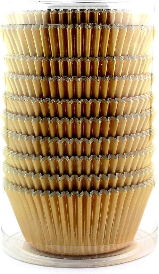 Eoonfirst Gold Foil Cupcake Case Liners Wrappers Baking Muffin Paper Cups 200 Pcs