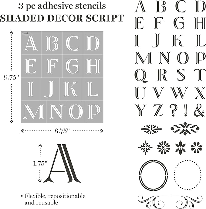 Martha Stewart, Modern Fonts Stencils and Tools Kit, 15 pc