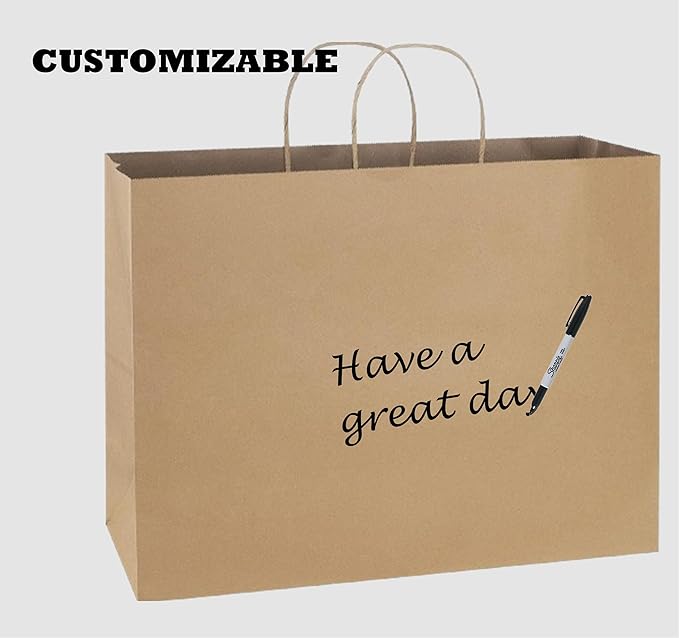 Mr Miracle Premium 10x5x13 Paper Bags with Handles - Pack of 100, Kraft Paper Bags Ideal for Shopping, Wedding, Business, Retail, Craft, Gifts & More - Durable, 100% Recyclable Brown Quality Bags