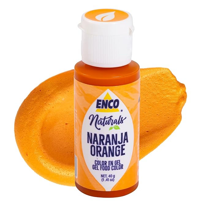 ENCO Natural Food Coloring Gel Orange 1.41 oz - No artifitial dyes - Vibrant colors for Icing, Buttercream, Fondant - Vegan & Kosher