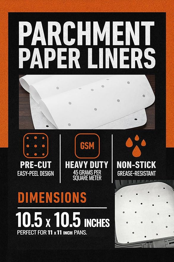 Air Fryer Parchment Paper Sheets for Ninja Combi All-in-One Multicooker 14-in-1 SFP701 Airfryer Oven and Slow Cooker, Perforated Liners 100pcs Pre-Cut Square Accessories, Basket Protectors