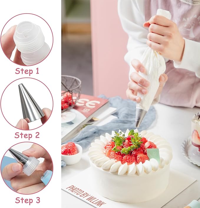 5 Pieces Flower Piping Tips, Flower Tips for Cake Decorating, 102、103、104、127、128、104 Piping Tip, Small Size Adapter for Decorating, Suitable for Cookies and Cupcakes